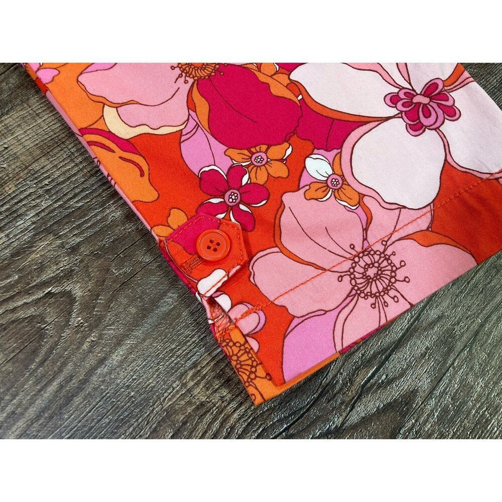 Talbots Women's Floral Print Perfect Crop Pants Size 12P Orange Pink Cotton New - Picture 11 of 11